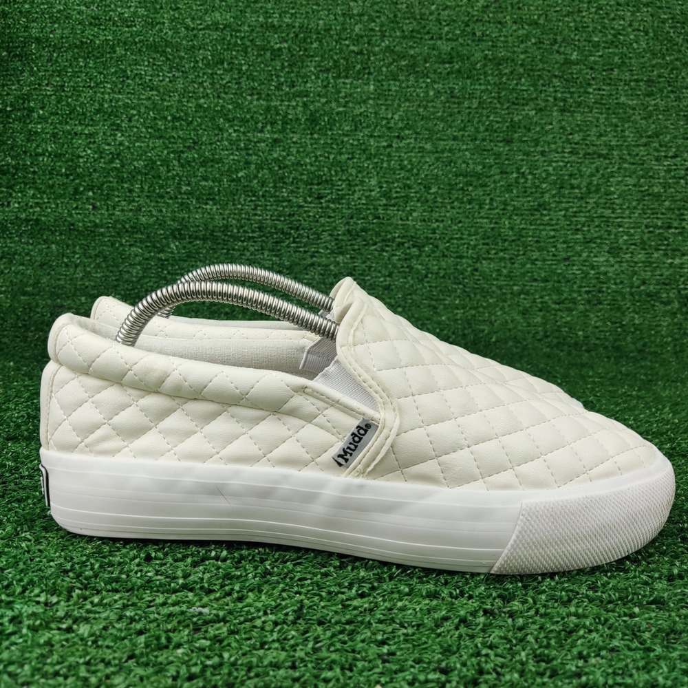 Mudd Sneakers Womens 10 White Beyley-01L Quilted Platform Slip On Casual Shoes